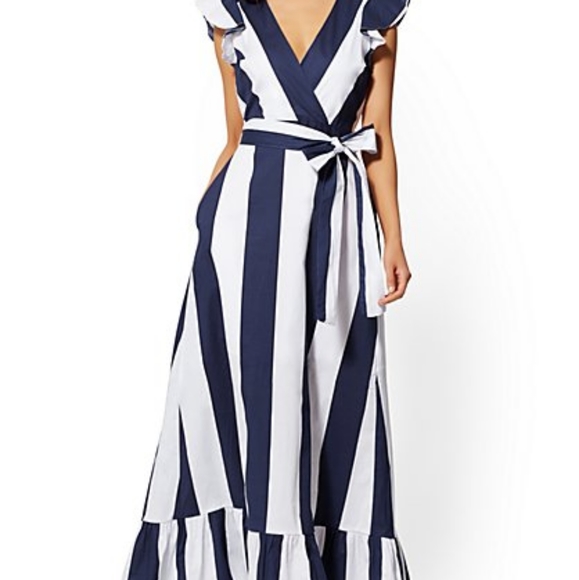 New York & Company Dresses & Skirts - 🌿NWT New York & Company Striped Blue Bow Dress